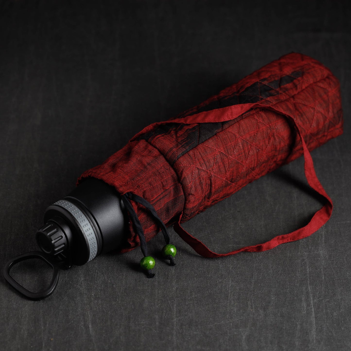  Red Block Printed Cotton Water Bottle Cover