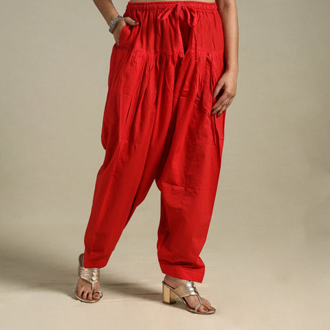 Red Plain Cotton Women Salwar