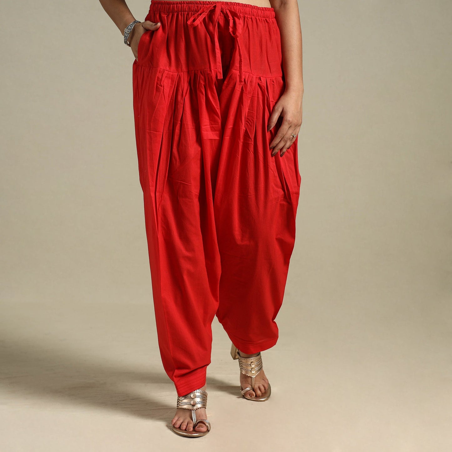 Red Plain Cotton Women Salwar