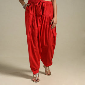 Red Plain Cotton Women Salwar