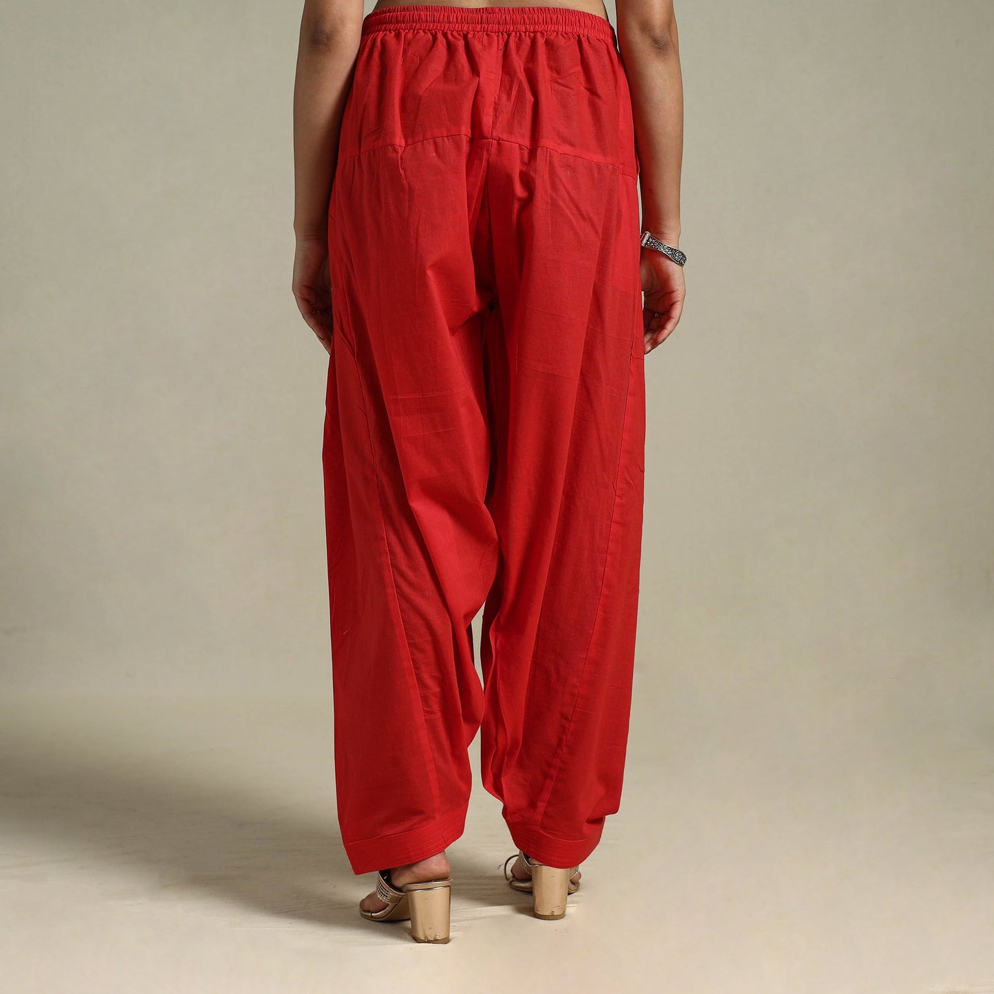 Red Plain Cotton Women Salwar