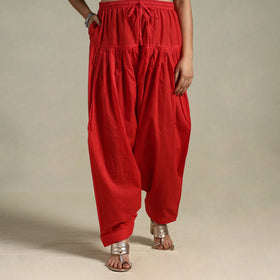 Red Plain Cotton Women Salwar
