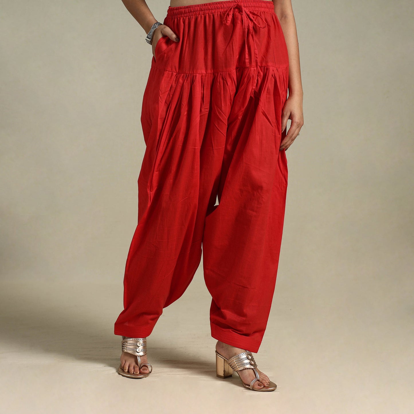 Red Plain Cotton Women Salwar