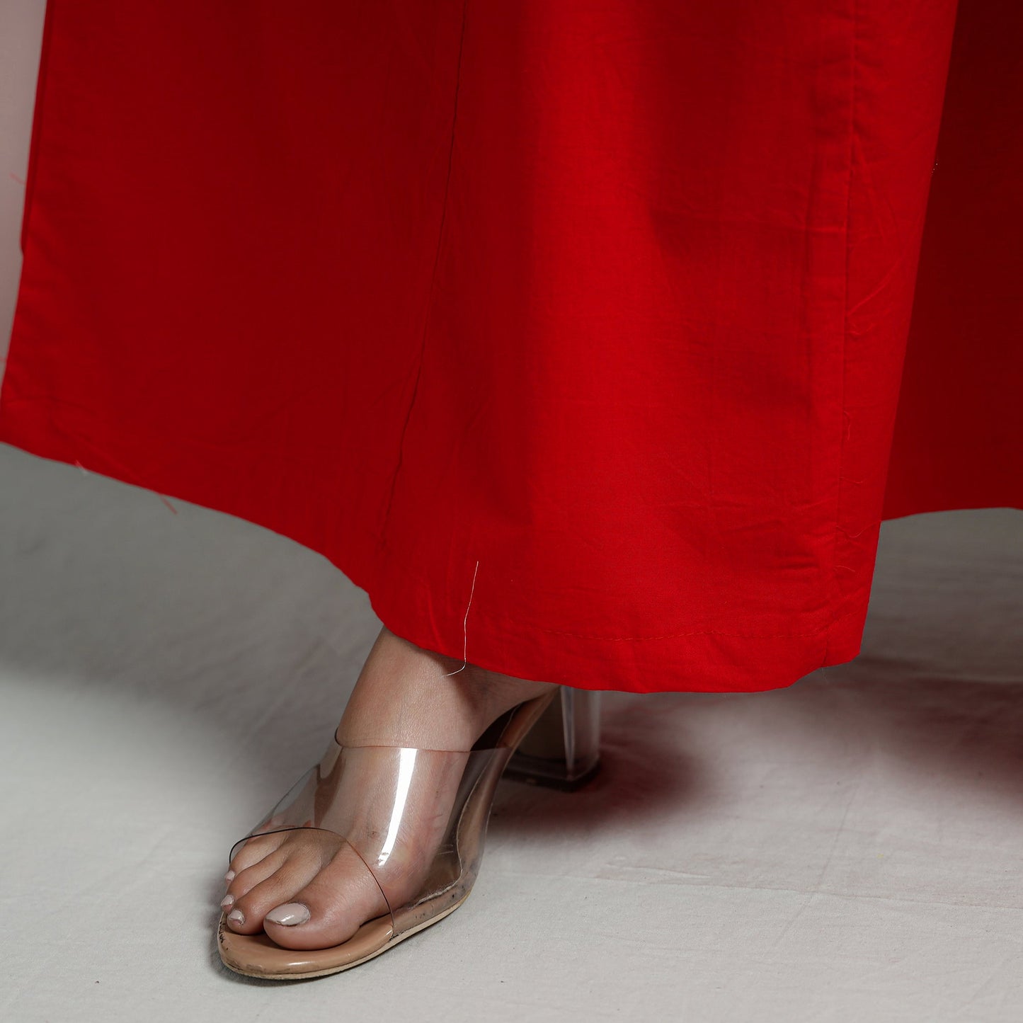 Buy Red Plain Dyed Cotton Flared Palazzo | ITokri