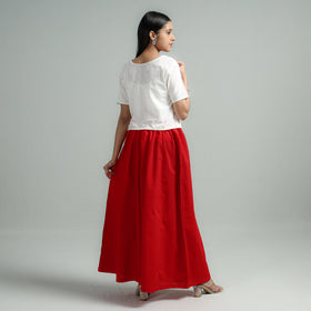 Buy Red Plain Dyed Cotton Flared Palazzo | ITokri