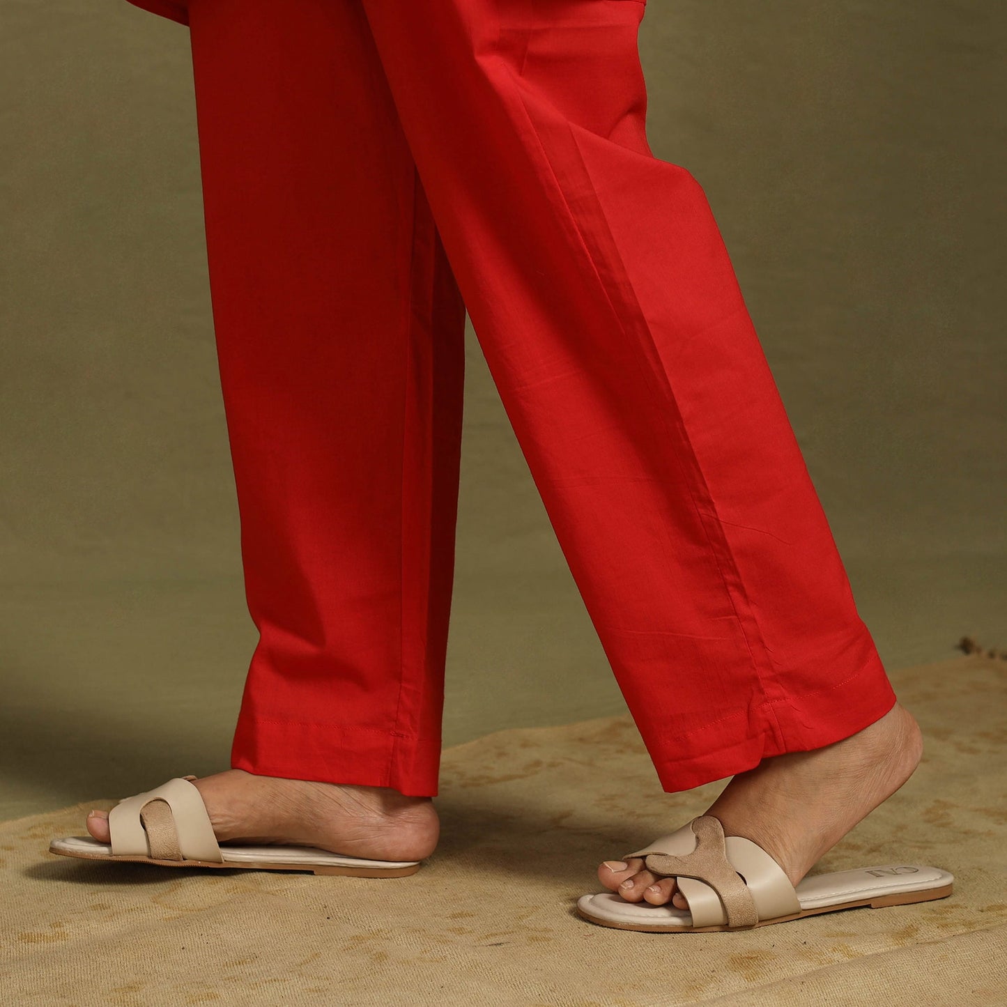 Red - plain dyed cotton co-ord set 09 - handcrafted