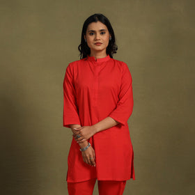 Red - plain dyed cotton co-ord set 09 - handcrafted