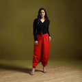 Red - plain flex cotton elasticated harem pant 15