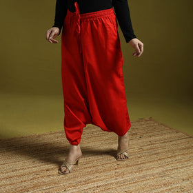 Red - plain flex cotton elasticated harem pant 15