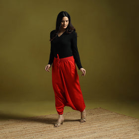 Red - plain flex cotton elasticated harem pant 15