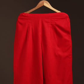 Red - plain flex cotton elasticated palazzo 01 - handcrafted