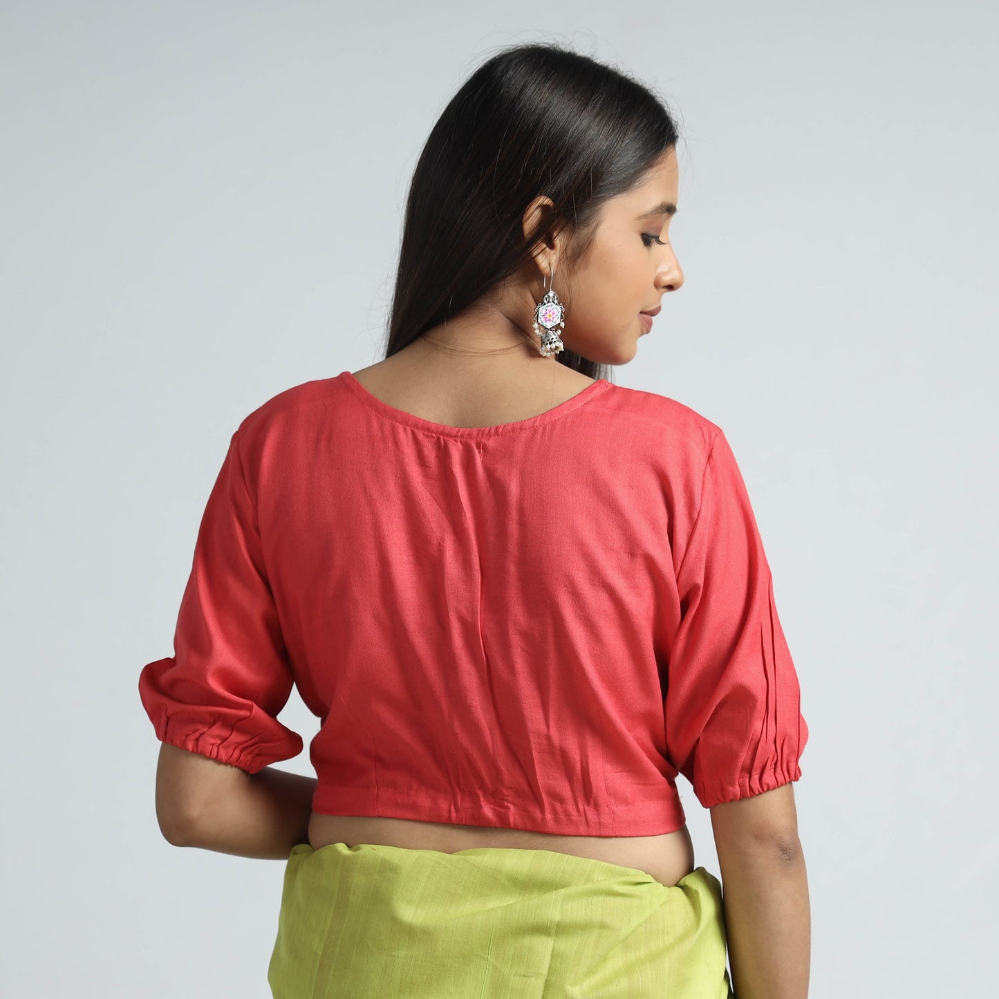 Buy Plain Linen Cotton Stitched Blouse 