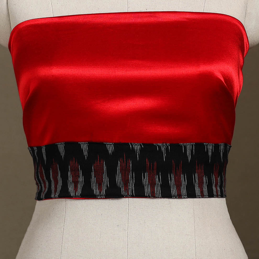 Red Plain Mashru Silk Blouse Piece 