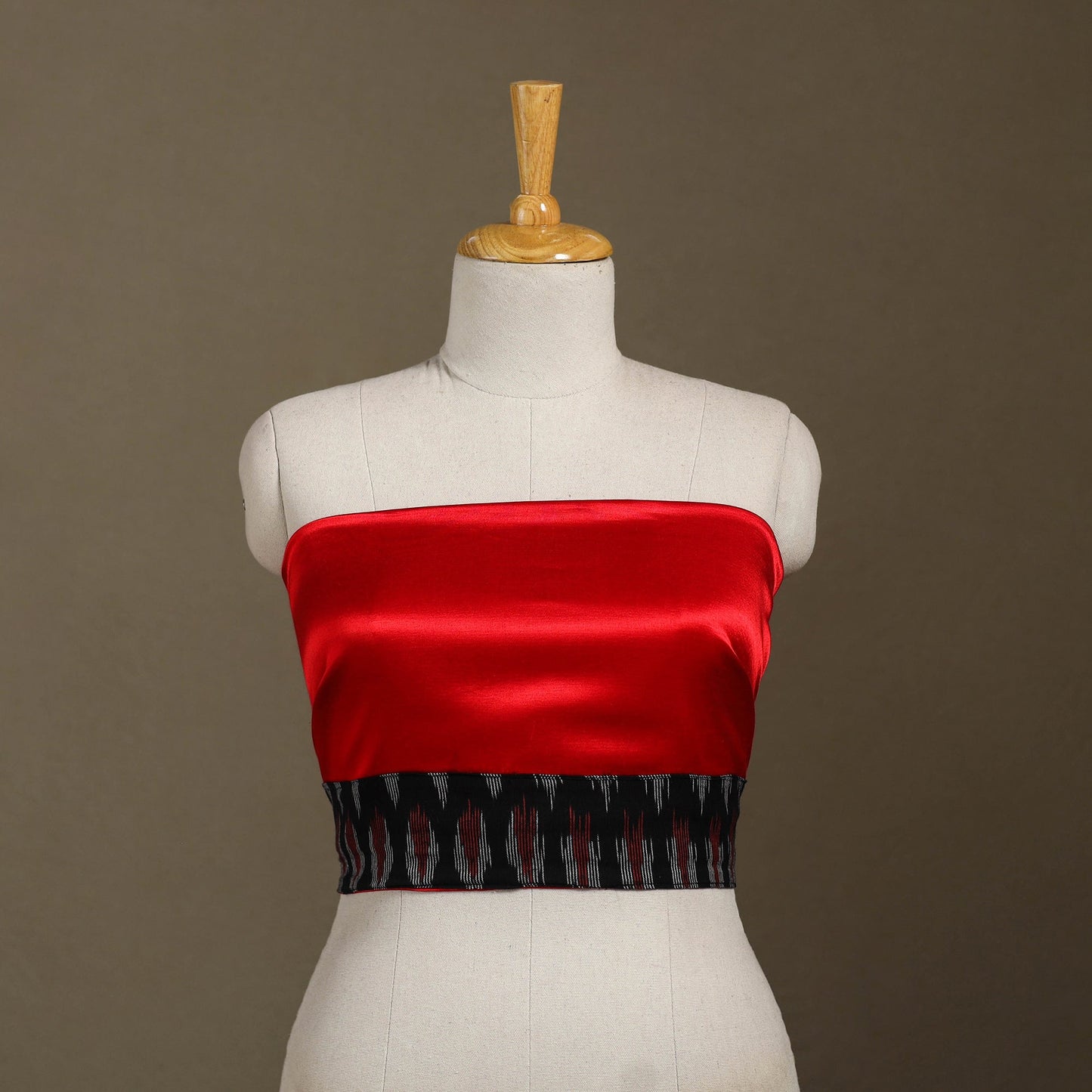 Red Plain Mashru Silk Blouse Piece 