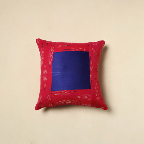 Buy Red Plain Patch Ikat Cushion Cover