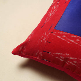 Buy Red Plain Patch Ikat Cushion Cover