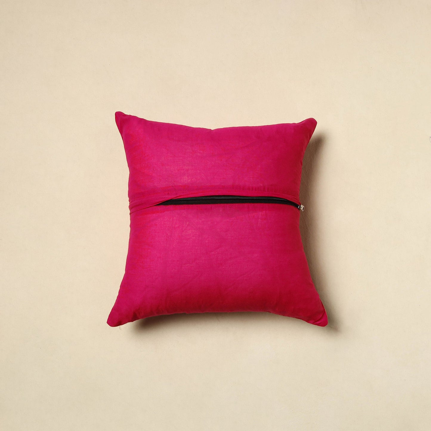 Buy Red Plain Patch Ikat Cushion Cover