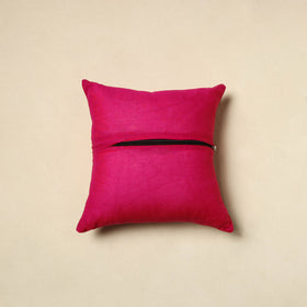 Buy Red Plain Patch Ikat Cushion Cover