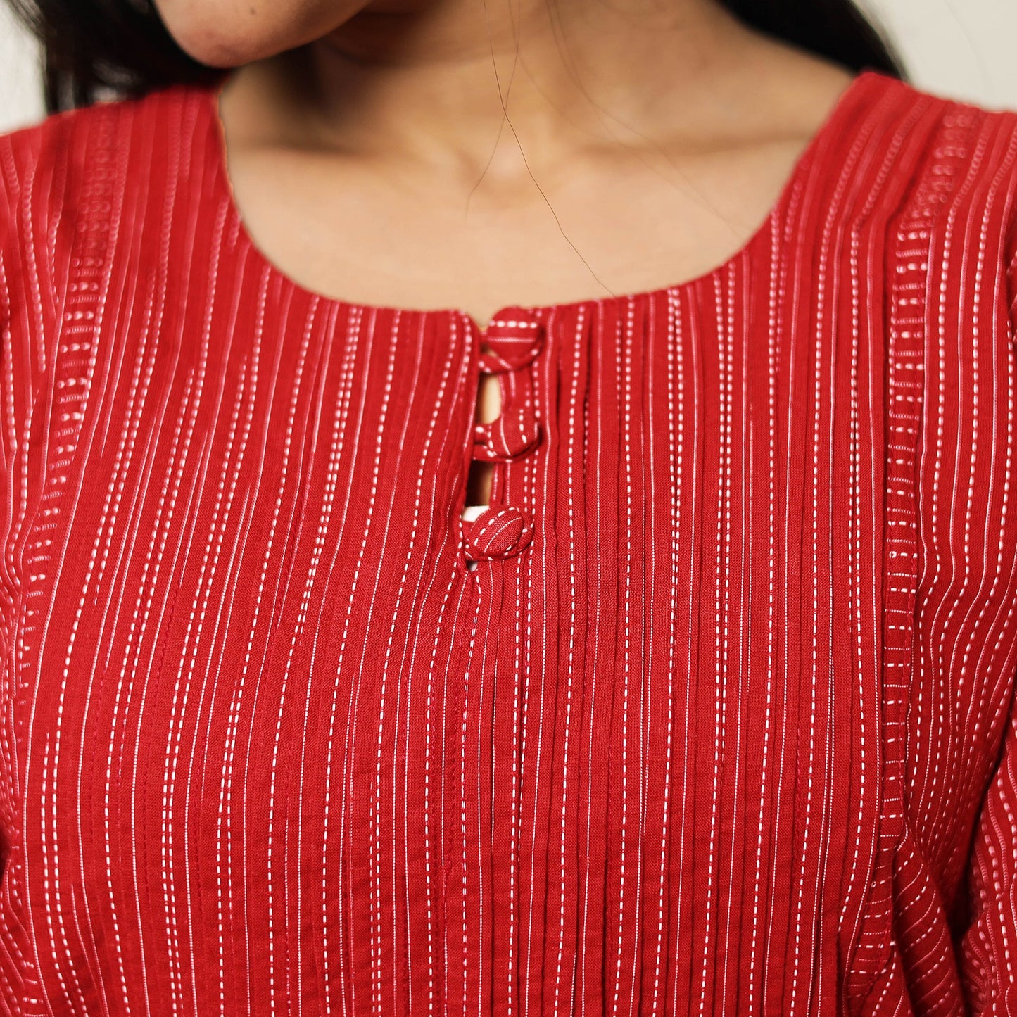  Plain Running Stitch Cotton Pintuck Long Kurta 43 