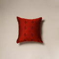 Red - plain slub silk hand embroidered cushion cover 03