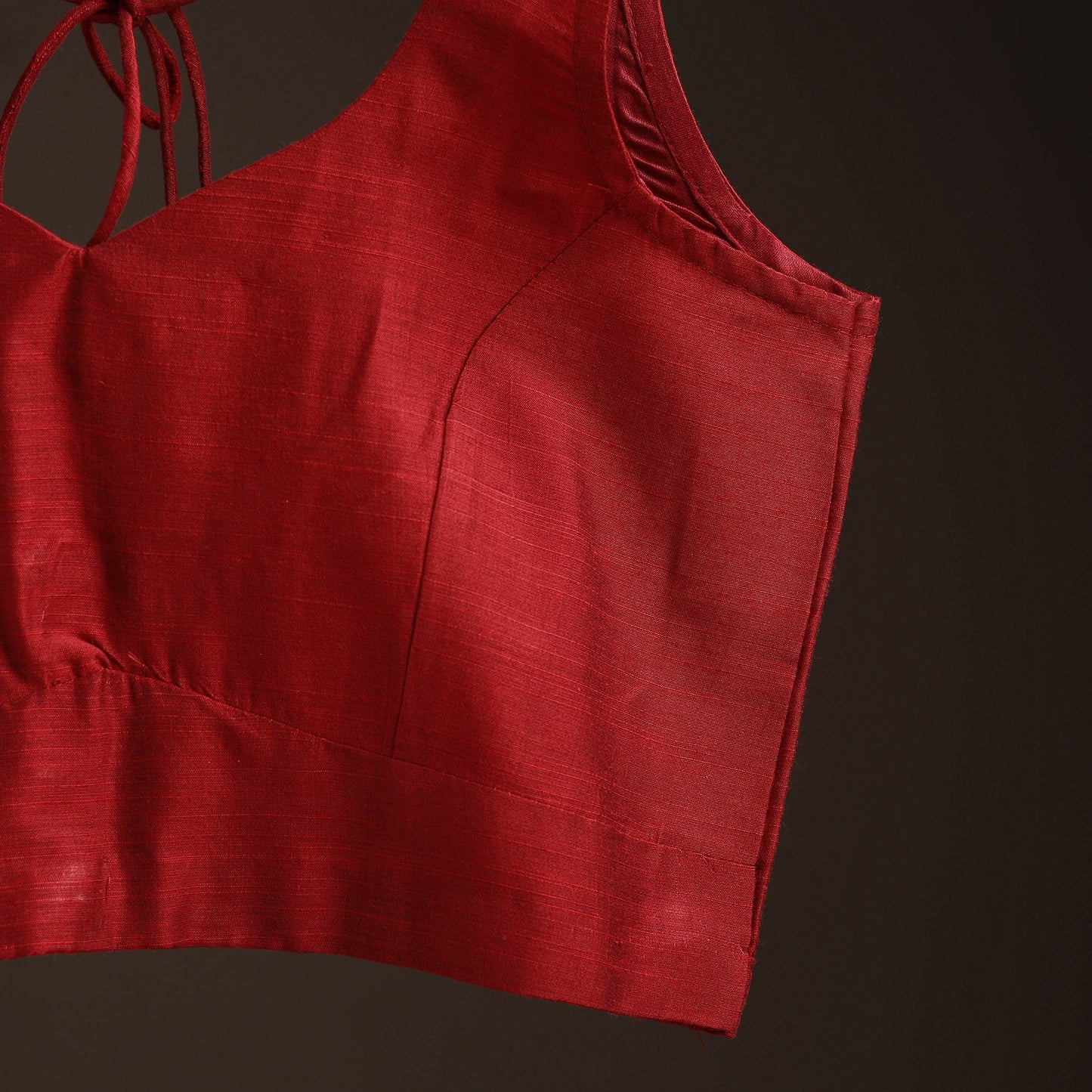 Plain slub silk readymade blouse 02 - handcrafted