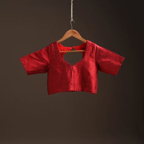 Plain slub silk readymade blouse 08 - handcrafted