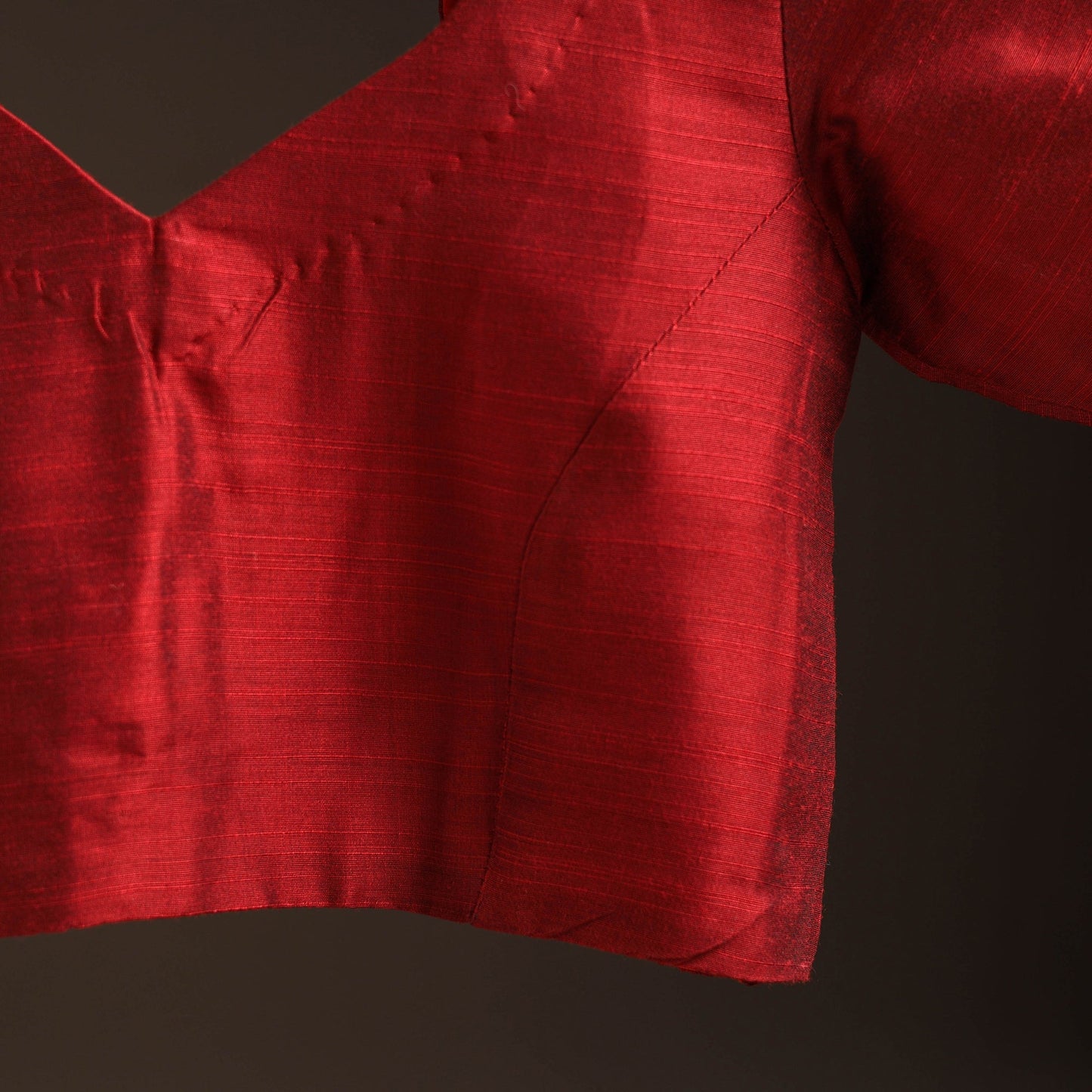 Plain slub silk readymade blouse 08 - handcrafted