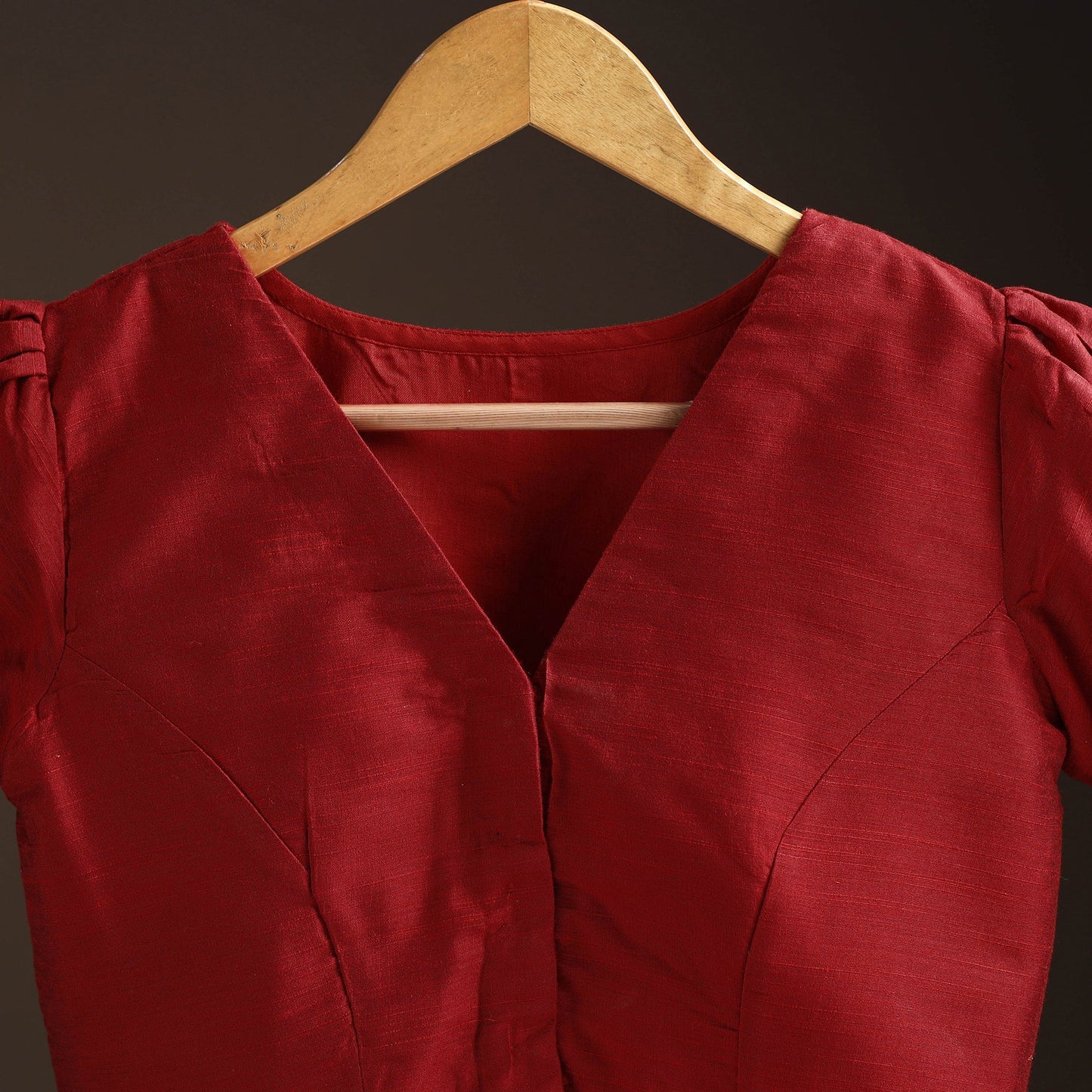 Plain slub silk readymade blouse 13 - handcrafted