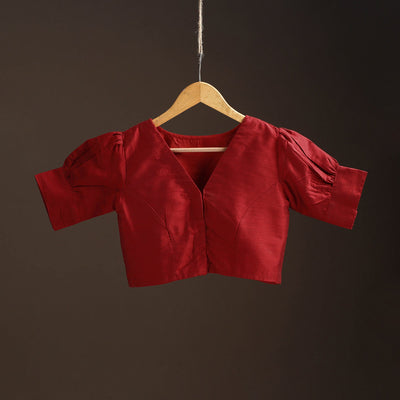 Plain slub silk readymade blouse 13 - handcrafted