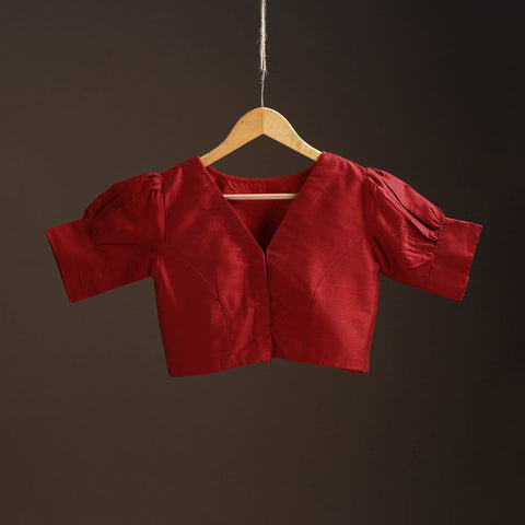 Plain slub silk readymade blouse 13 - handcrafted