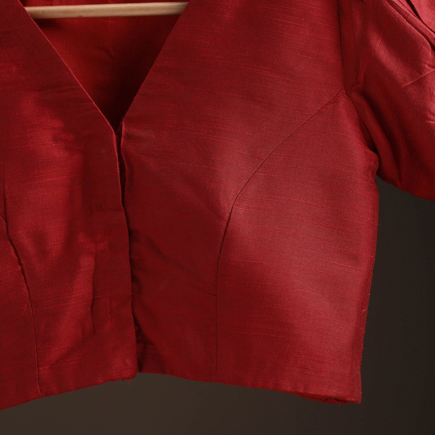 Plain slub silk readymade blouse 13 - handcrafted