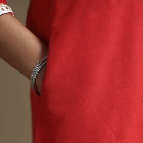 Buy Plain Solid Slub Silk Kurta with Beadwork Hand Embroidery Lace Online at iTokri.com