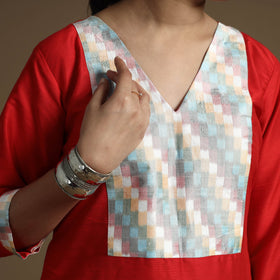 Buy Plain Solid Slub Silk Straight Kurta for Women