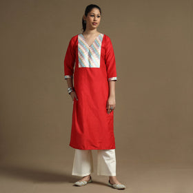 Buy Plain Solid Slub Silk Straight Kurta for Women