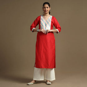 Buy Plain Solid Slub Silk Straight Kurta for Women