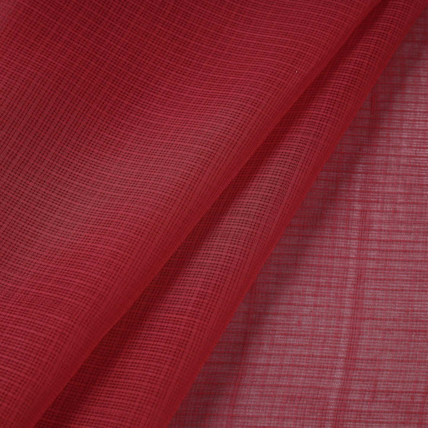 Red Plain Weaving Cotton Kota Doria Fabric Online in India