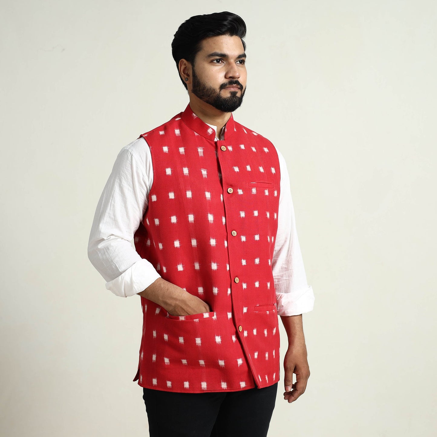 Pochampally Ikat Cotton Nehru Jacket