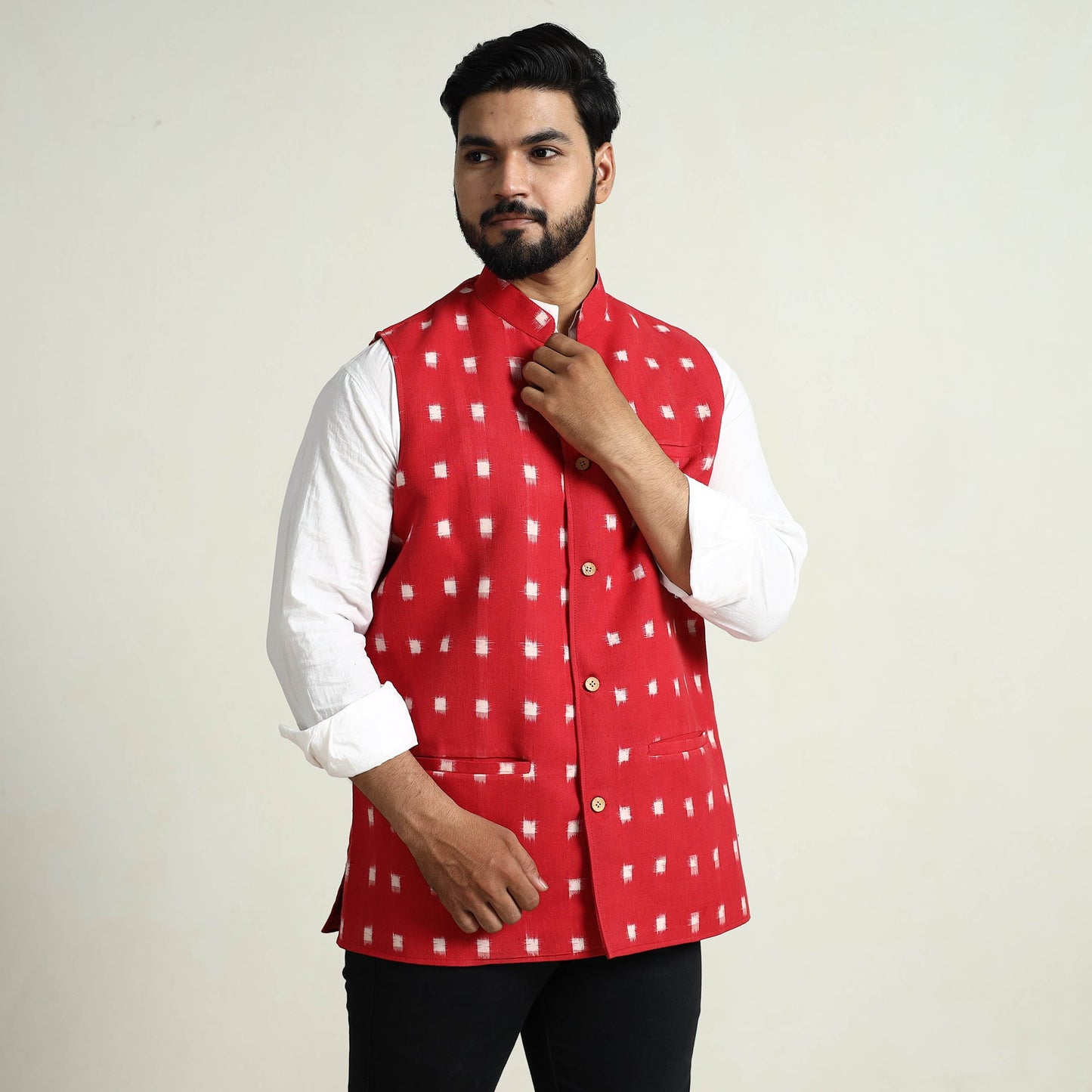 Pochampally Ikat Cotton Nehru Jacket
