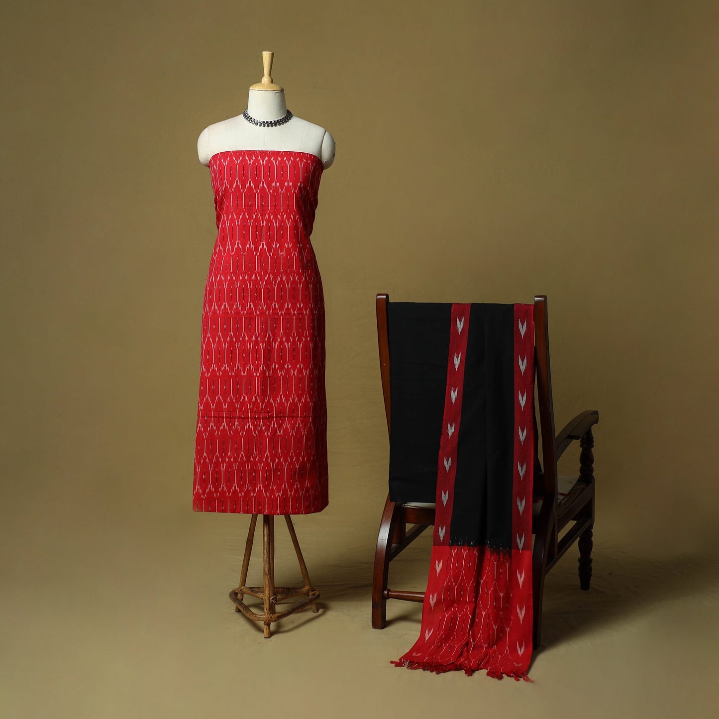 Pochampally ikat 3pc cotton unstitched dress material 40