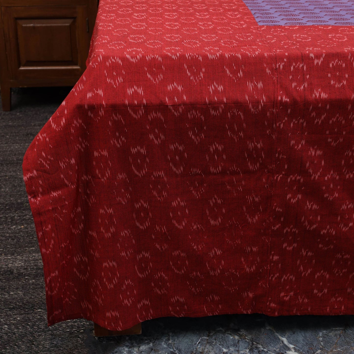 Pochampally ikat with bagh patch cotton bedsheet set 14