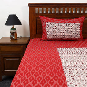 Pochampally Ikat with Bagh Patch Cotton Bedsheet Set