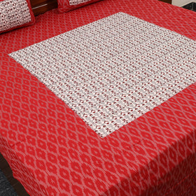Pochampally Ikat with Bagh Patch Cotton Bedsheet Set