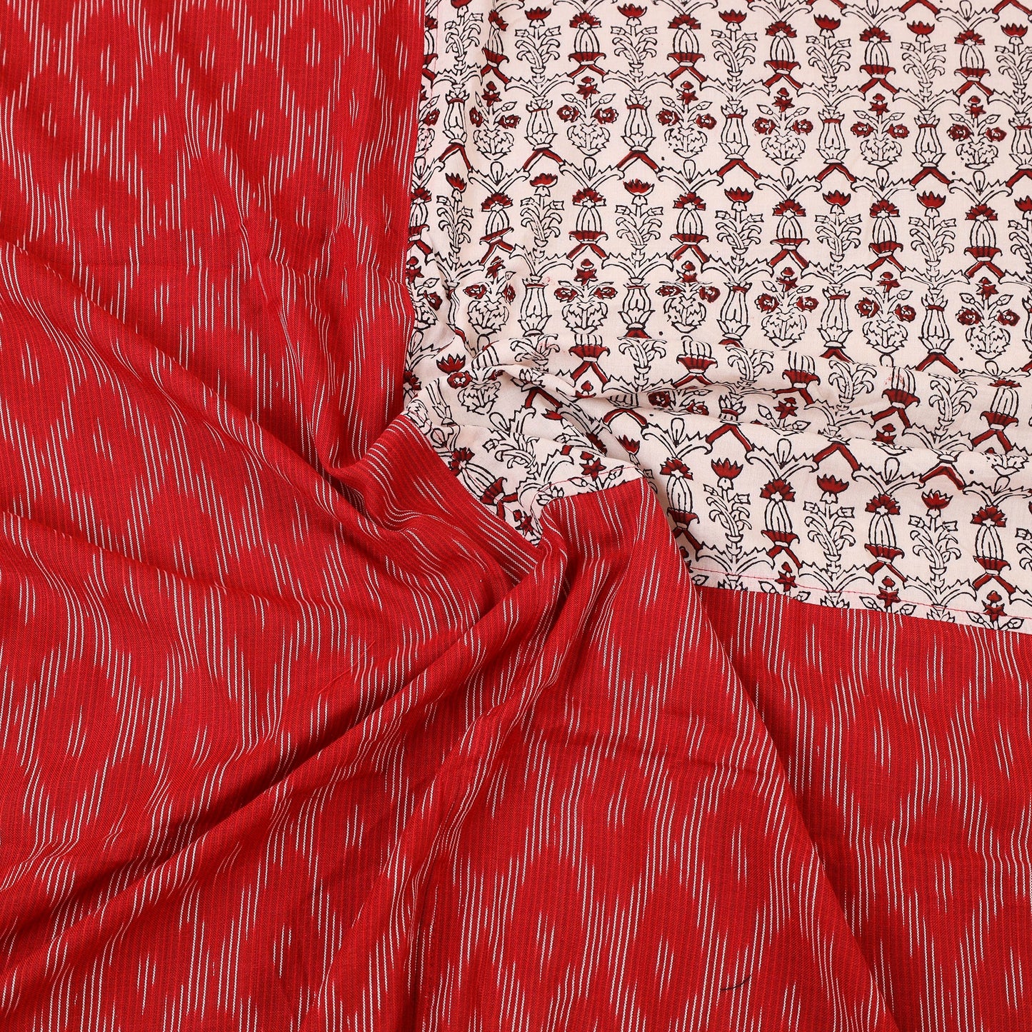 Pochampally Ikat with Bagh Patch Cotton Bedsheet Set