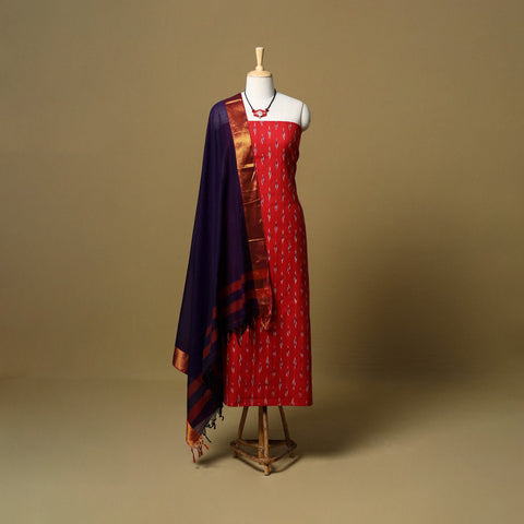 Pochampally ikat cotton 2pc unstitched dress material