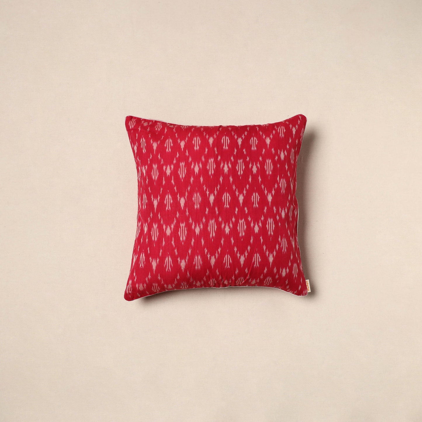 Red - pochampally ikat cotton cushion cover 04 - handcrafted