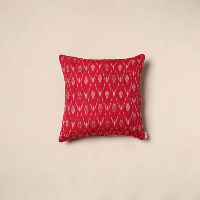 Red - pochampally ikat cotton cushion cover 04 - handcrafted
