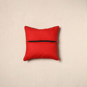 Red - pochampally ikat cotton cushion cover 10 - handcrafted