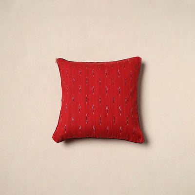 Red - pochampally ikat cotton cushion cover 10 - handcrafted