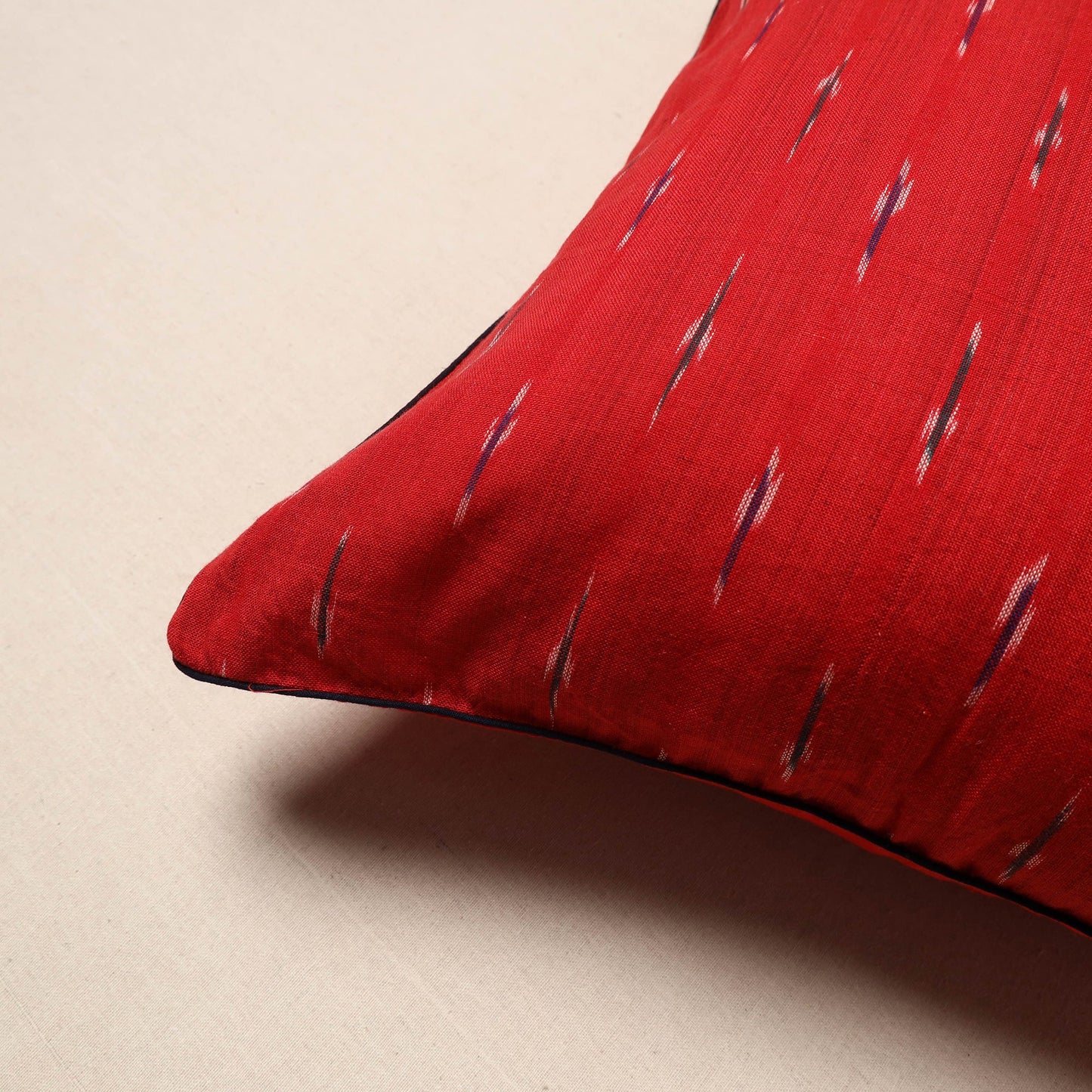 Red - pochampally ikat cotton cushion cover 10 - handcrafted