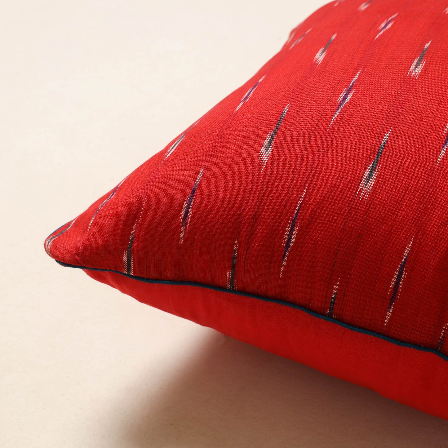 Red - pochampally ikat cotton cushion cover 50 - handcrafted